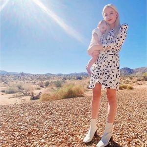 Printed Wrap Midi Dress